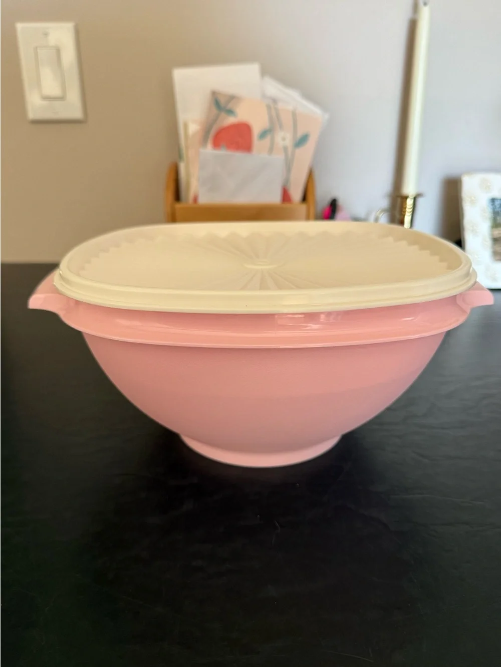 Tupperware Pink Mixing Bowl with Cream Lid
